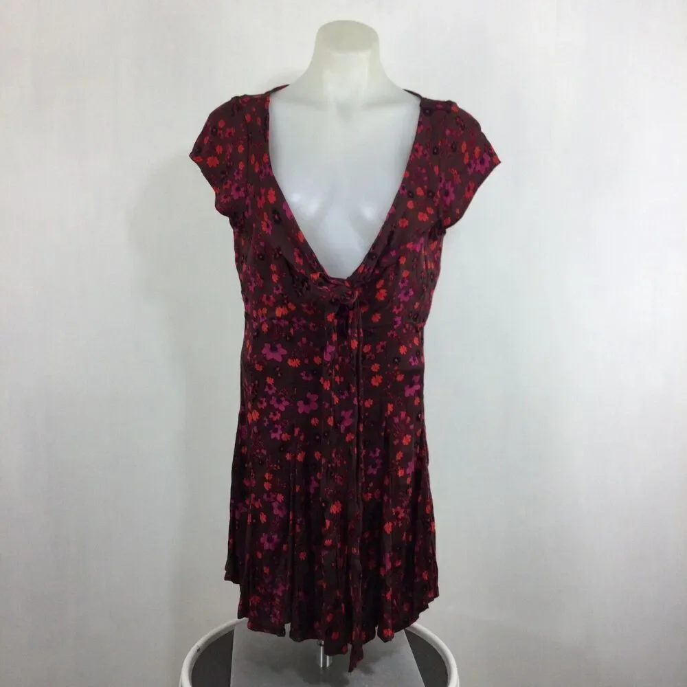 Free People Womens It Takes Two Wrap Dress Plum Combo Size XS NWT $128